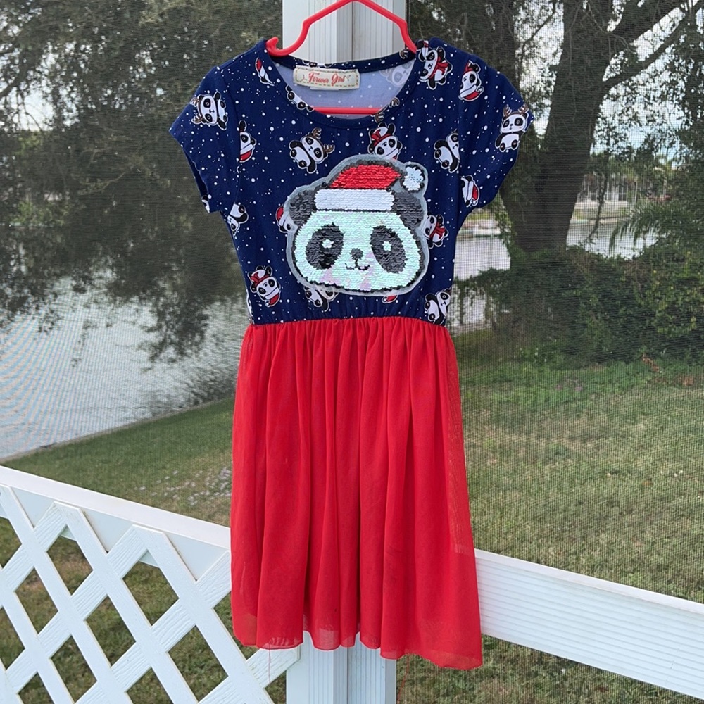 Sparkly sequin Panda Santa dress!